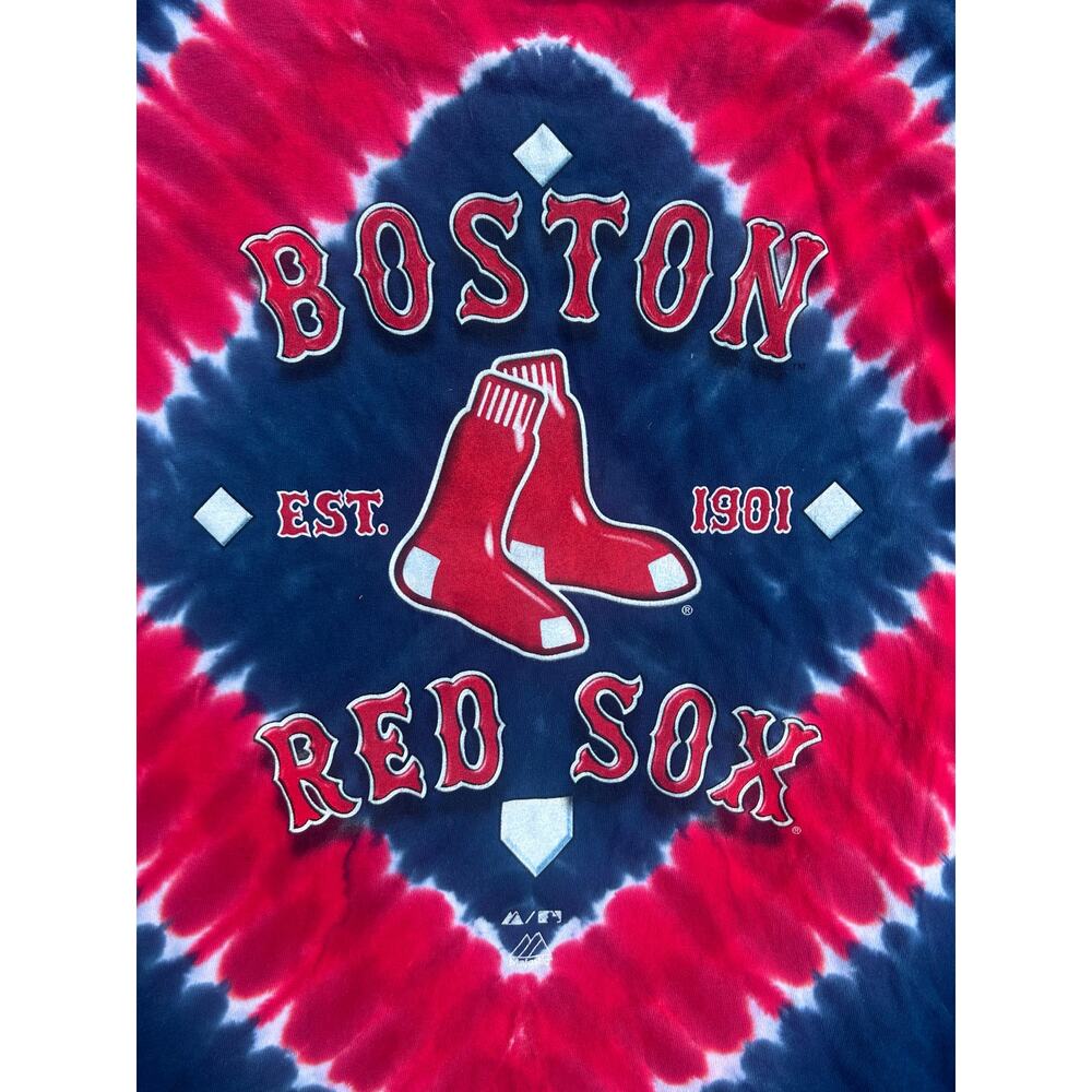Boston Red Sox Tie Dye T-Shirt Majestic MLB Graphic Tee - Picture 2 of 4